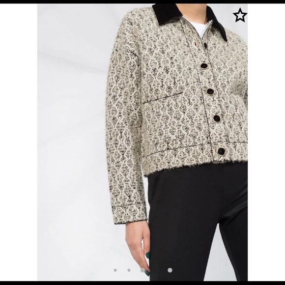 Sandro | Sweaters | Sandro Lurex Tweed Jacket With Contrast Collar |  Poshmark